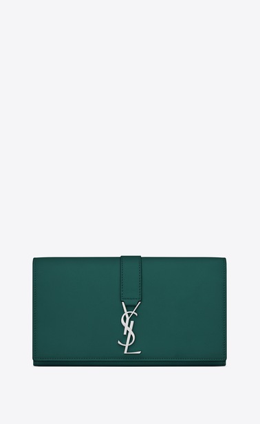 YSL フラップウォレット(ラージ/ダークターコイズ/レザー)